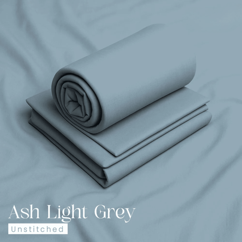 Bin Salman Wash & Wear Boski Fabric – Ash Light Grey - Bin Salman