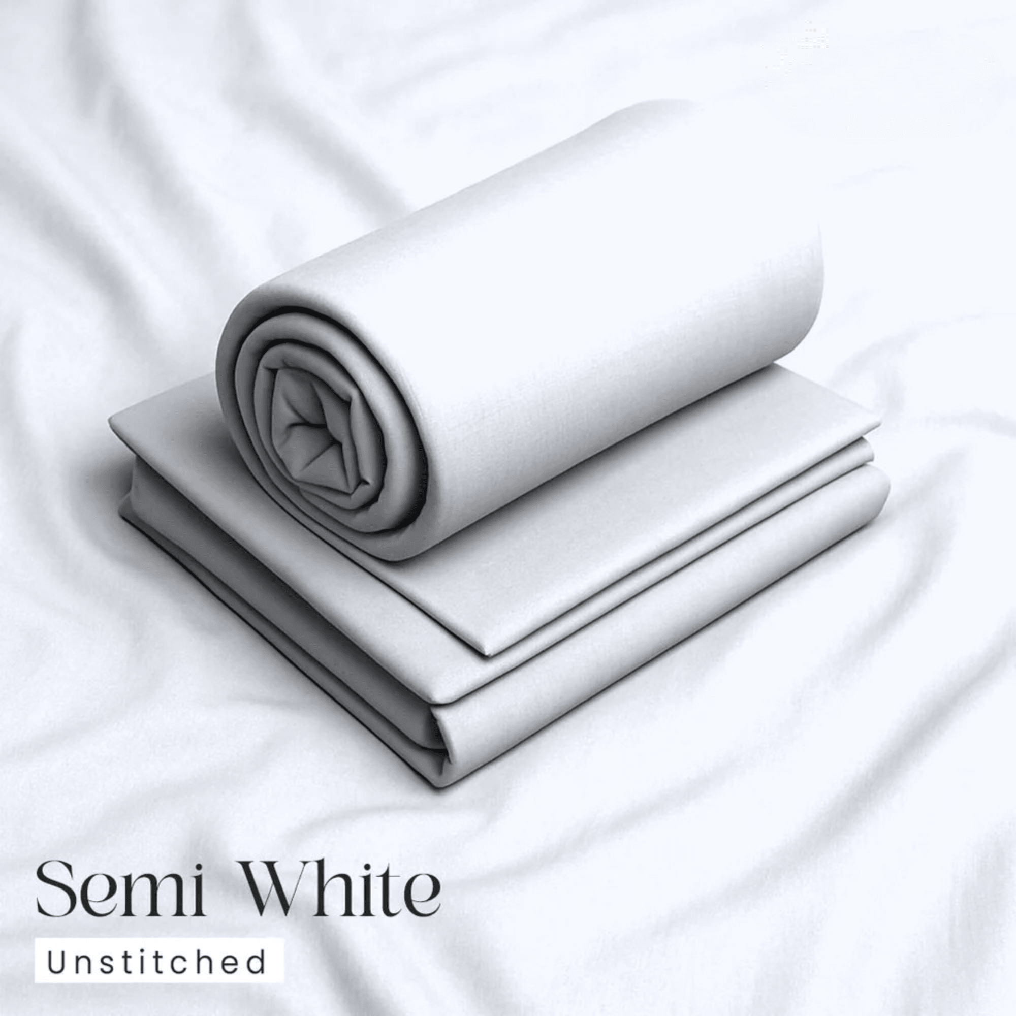 Bin Salman Wash & Wear Boski Fabric – Semi White - Bin Salman